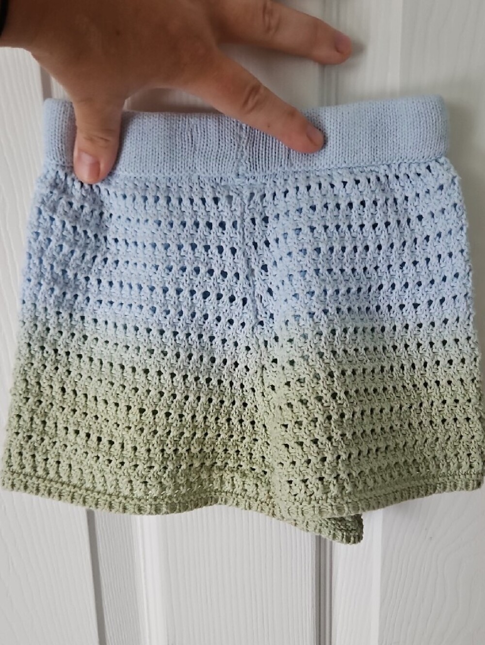 Zara Light Blue and Sage Green Crochet Crew Neck Sweater/shorts - Picture 5 of 6